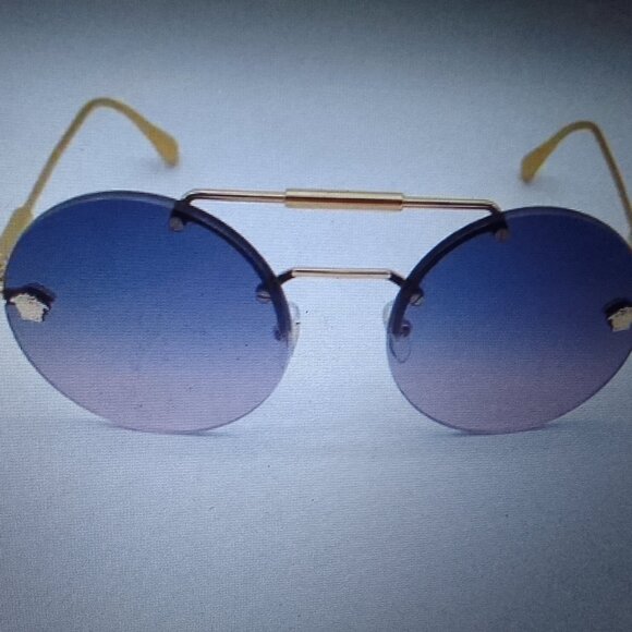 VERSACE vintage round gold/blue gradient red sunglasses, brand new main image 5